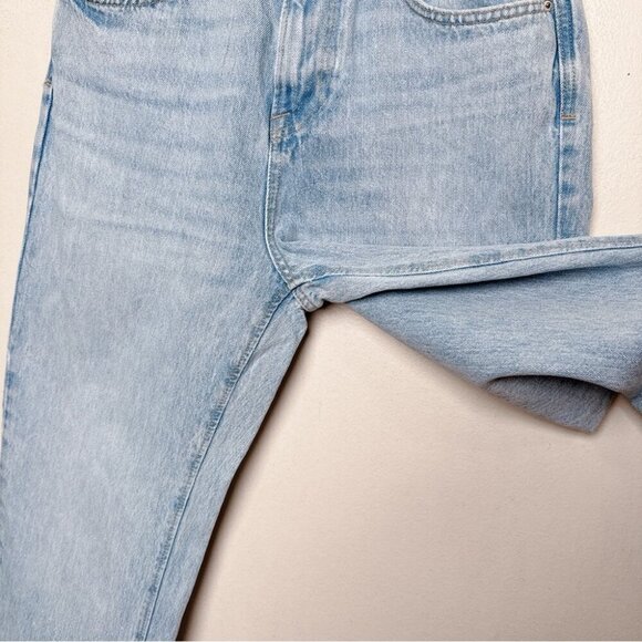 Zara Womens 6 Straight Leg Mom Jeans Light Wash Frayed Hem - Picture 6 of 14
